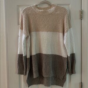 Amazon Women's Colorblock Sweater - Beige, White, Brown